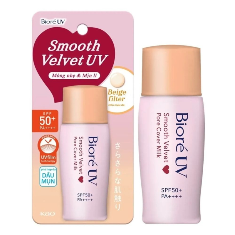 Sữa chống nắng Bioré Smooth Velvet Pore Cover Milk SPF50+ PA++++ 30ml