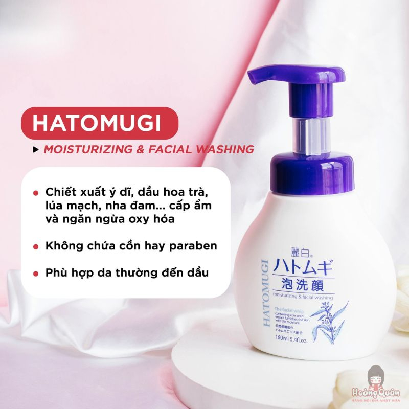 Sữa rửa mặt tạo bọt Reihaku Hatomugi The Facial Whip 160ml