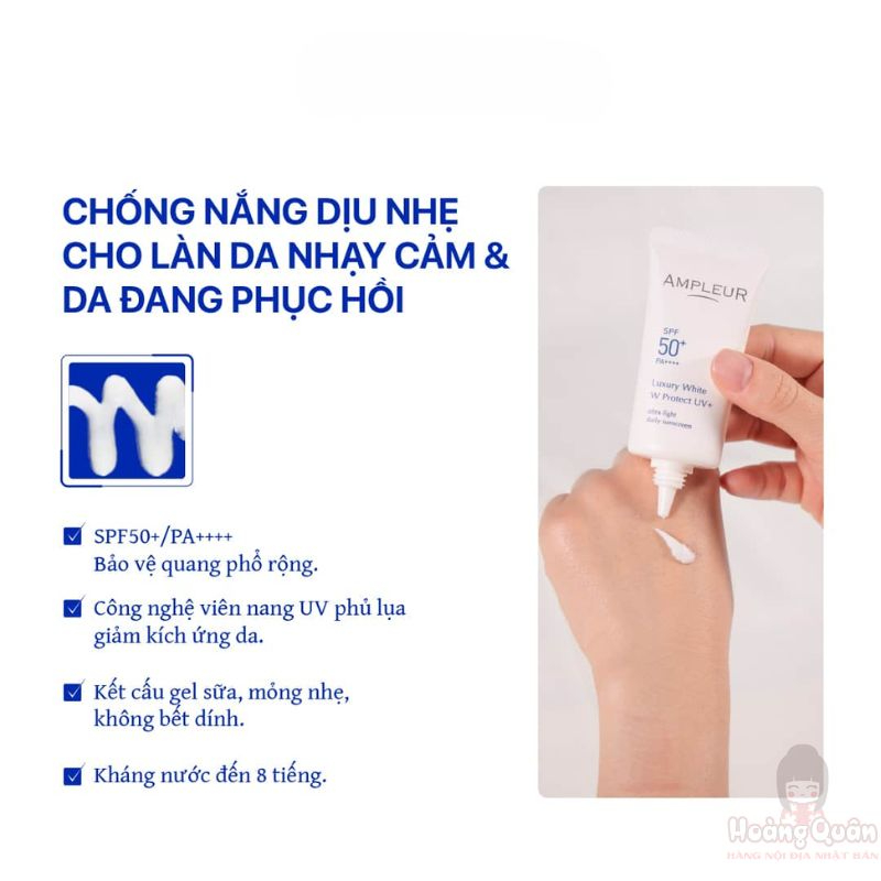 Kem chống nắng Ampleur Luxury White W Protect UV+ SPF50+ PA++++ 30g giá tốt