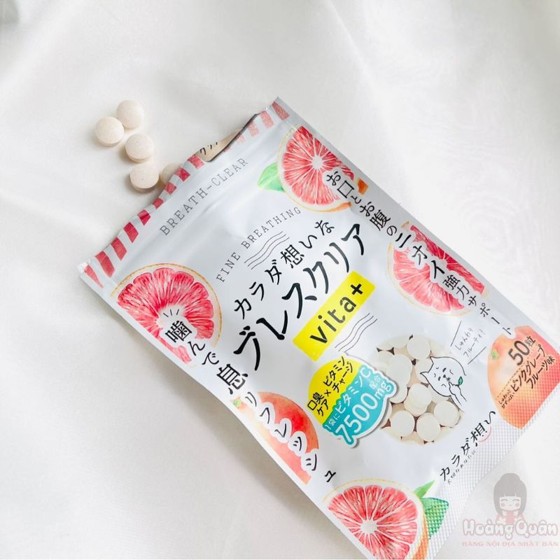 Viên ngậm thơm miệng Breath Clear Vita+ hương bưởi hồng 50 viên