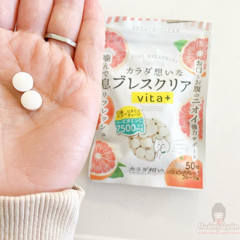 Viên ngậm thơm miệng Breath Clear Vita+ hương bưởi hồng 50 viên giá tốt