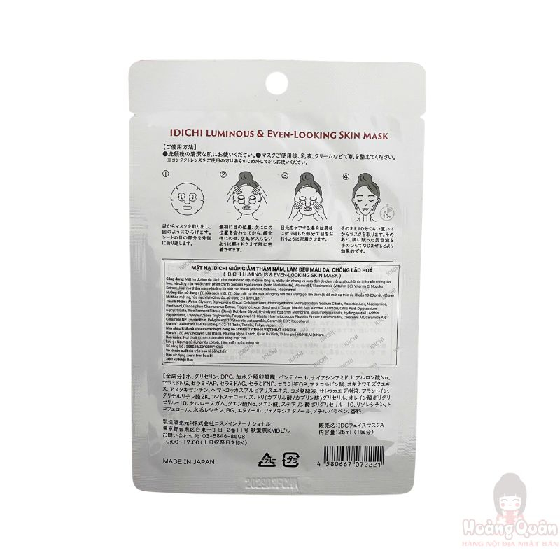 Mặt Nạ Idichi Giảm Thâm Nám Làm Đều Màu Da Chống Lão Hóa 1M giá rẻ