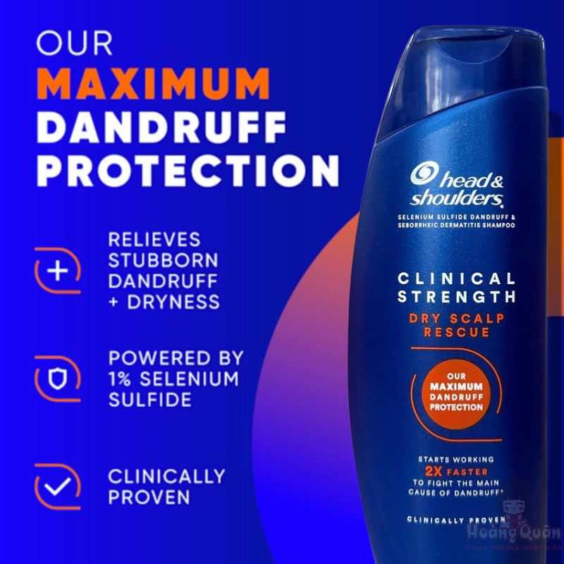 Dầu gội H&S Clinical Strength giúp trị gàu nặng, giảm ngứa & viêm da tiết bã 400ml tốt