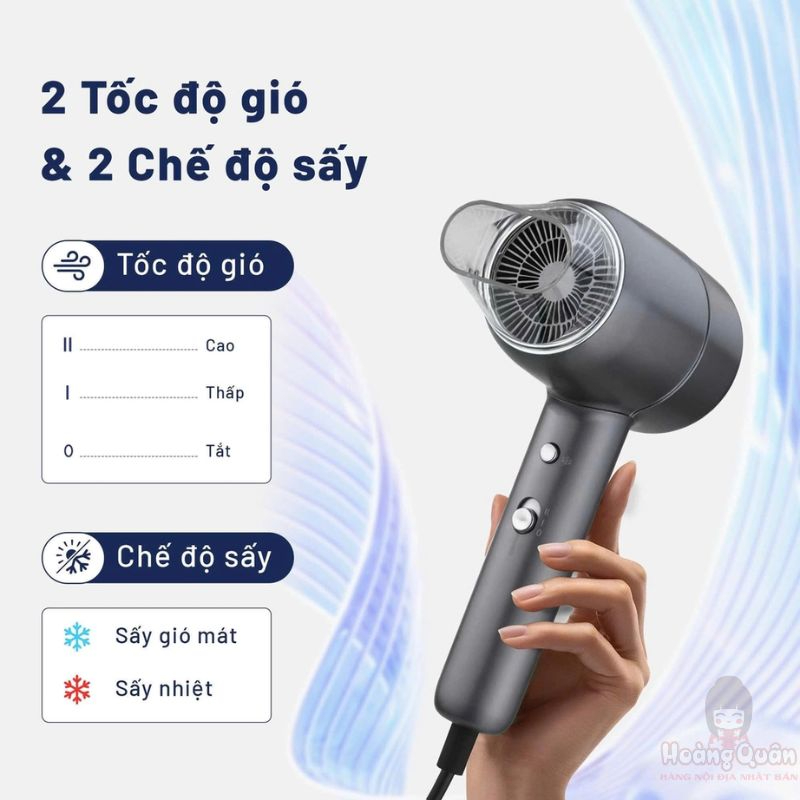 Máy sấy tóc Ion âm hai chiều nóng lạnh Kaiyo KHD-418 màu ghi đậm giá rẻ