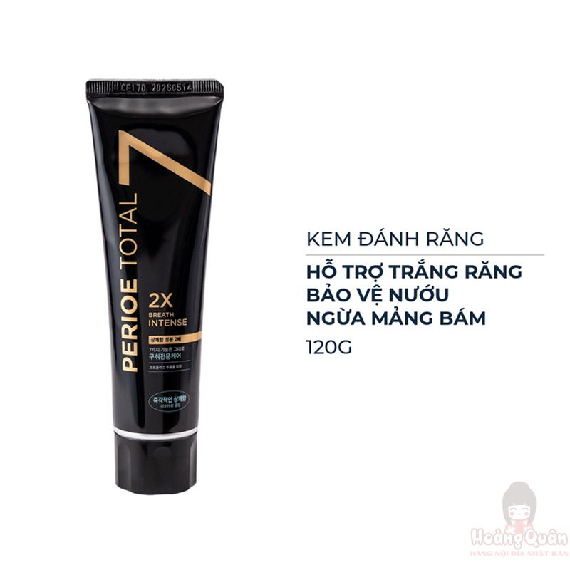 Kem Đánh Răng Perioe Total 7 Intense Refresh Cooling Toothpaste 120g (Màu Đen) giá rẻ