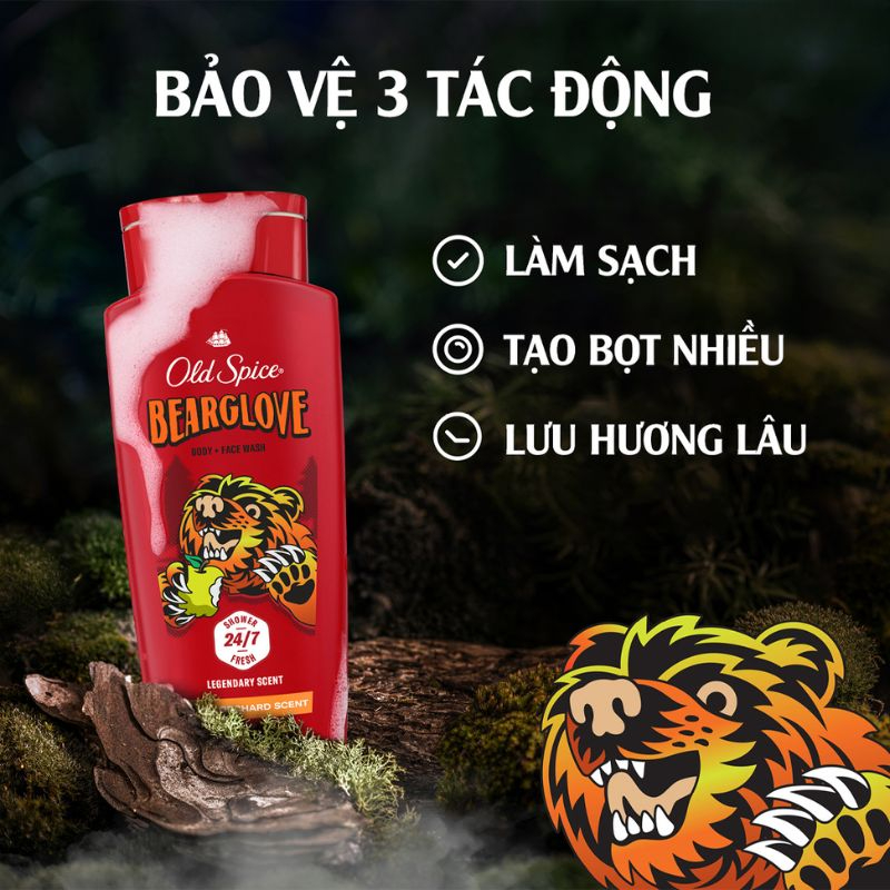 Gel Tắm Old Spice Bearglove Hương Hoang Dã 473ml giá rẻ