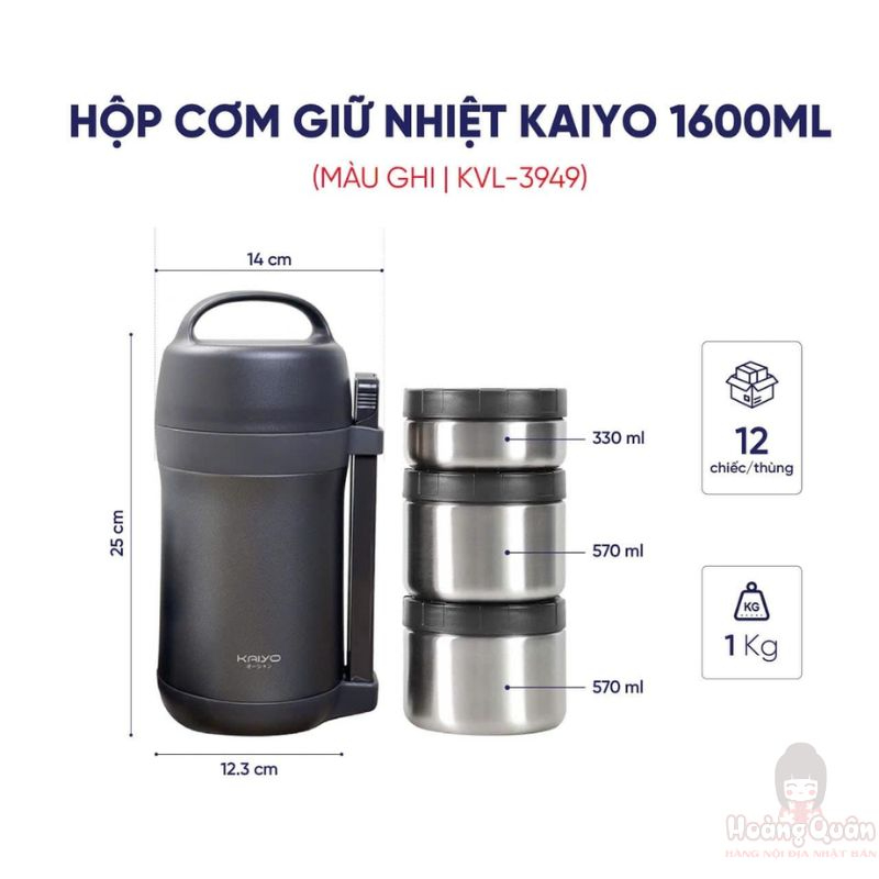 Hộp Cơm Giữ Nhiệt Kaiyo 1.6L Màu Ghi