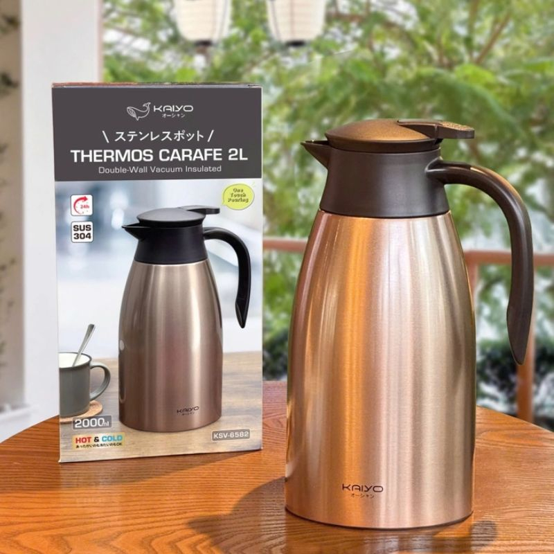 Phích giữ nhiệt 2 lớp inox Kaiyo màu ngọc trai vàng 2L giá rẻ
