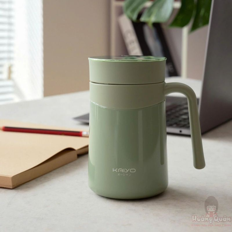 Cốc giữ nhiệt 2 lớp inox Kaiyo kèm lõi lọc trà 350ml màu xanh mint giá tốt
