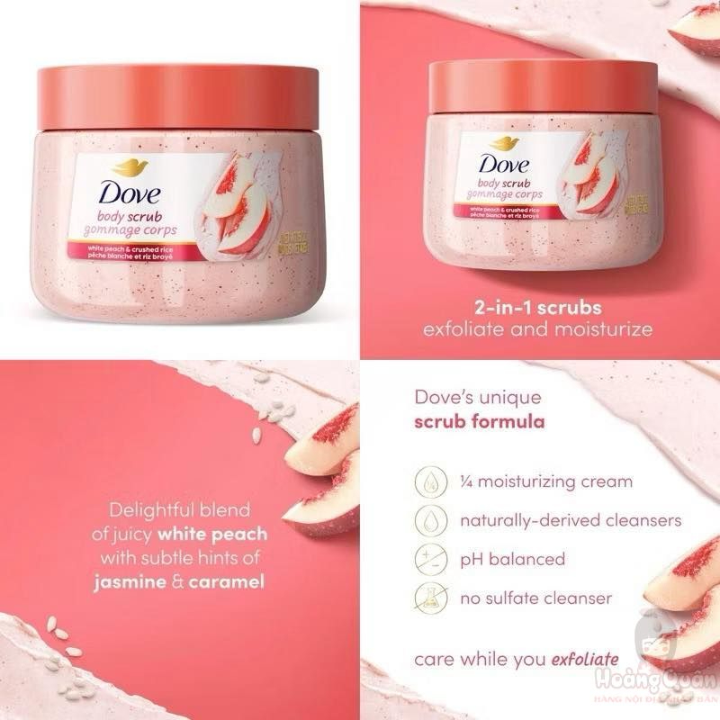 Tẩy Da Chết Dove White Peach & Crushed Rice Body Scrub 425g giá rẻ