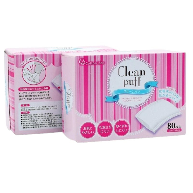 Set bông tẩy trang Clean Puff (2 hộp x 80 miếng) giá rẻ