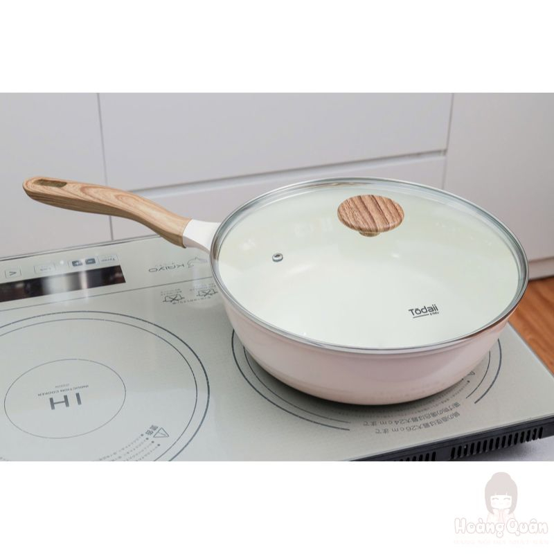 Chảo nhôm đúc chống dính Ceramic Todaii – size 26cm sâu lòng kèm nắp giá rẻ