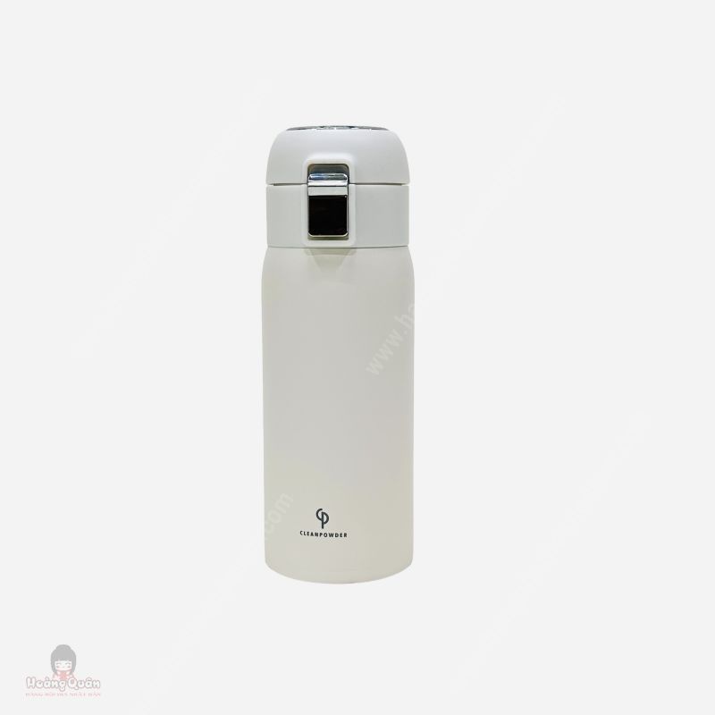 Bình Giữ Nhiệt Nắp Bật Cao Cấp CleanPowder 350ml (Trắng)