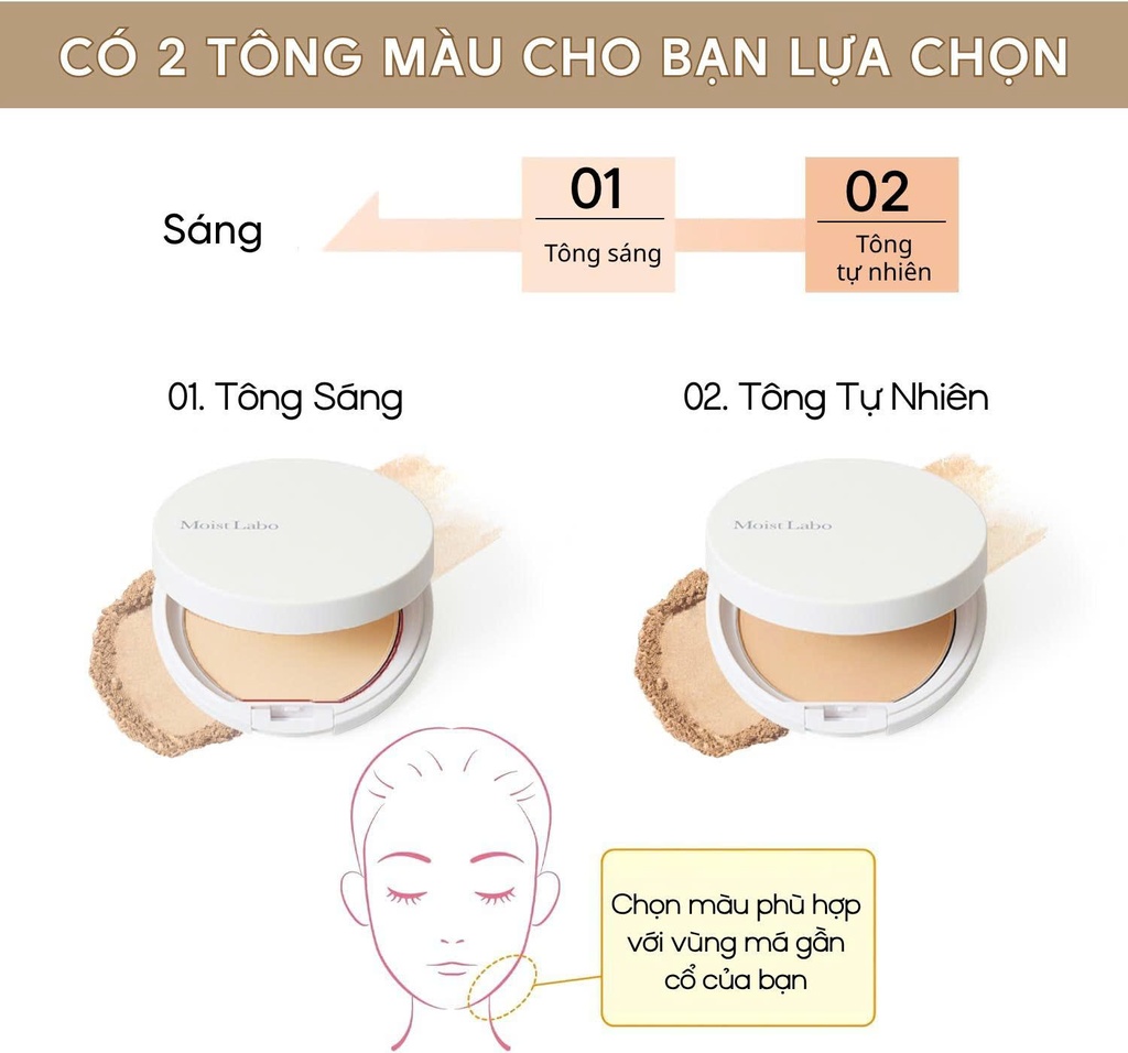Phấn Nén Không Bột MEISHOKU Moist-Labo Powder Foundation (Natural Ocre)-Màu 2