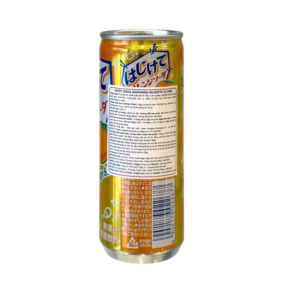 Nước Soda Sangaria Hajitte Vị Cam 250g