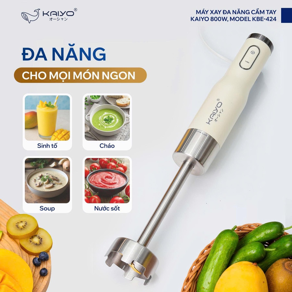 Máy Xay Đa Năng Cầm Tay Kaiyo 800W, Model KBE-424
