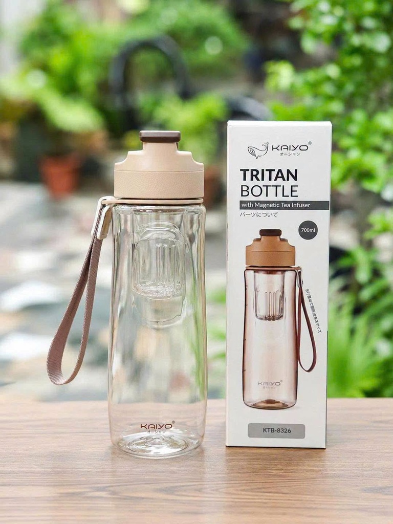 Bình Tritan Có Lõi Lọc Trà Gắn Nam Châm Kaiyo 700ml Màu Nâu 