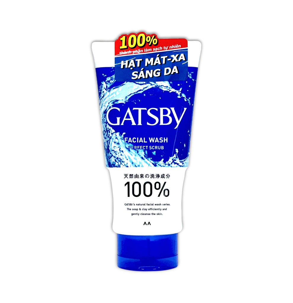 Sữa Rửa Mặt GATSBY Facial Wash Perfect Scrub Có Hạt Mát-Xa Sáng Da & Mát Lạnh 130g