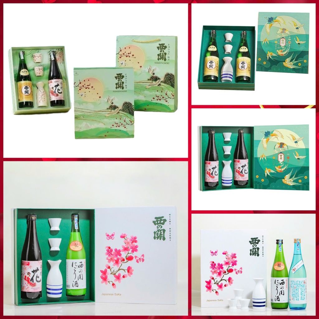 Hộp Đựng 2 Rượu Sake 720ml (Bình + Ly + Túi Giấy)