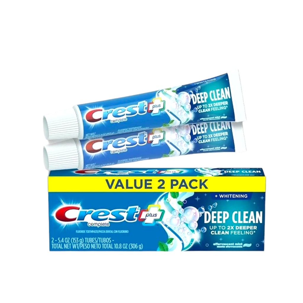 Combo Kem Đánh Răng Trắng Sạch Sâu Crest Complete Whitening + Deep Clean 306g
