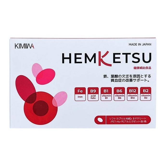 Viên Uống Bổ Sung Sắt, Acid Folic Hemketsu 30V