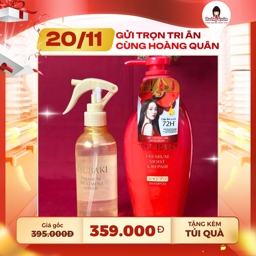 Combo 22 - Dầu Gội Tsubaki Đỏ + Xịt Dưỡng Tóc Tsubaki