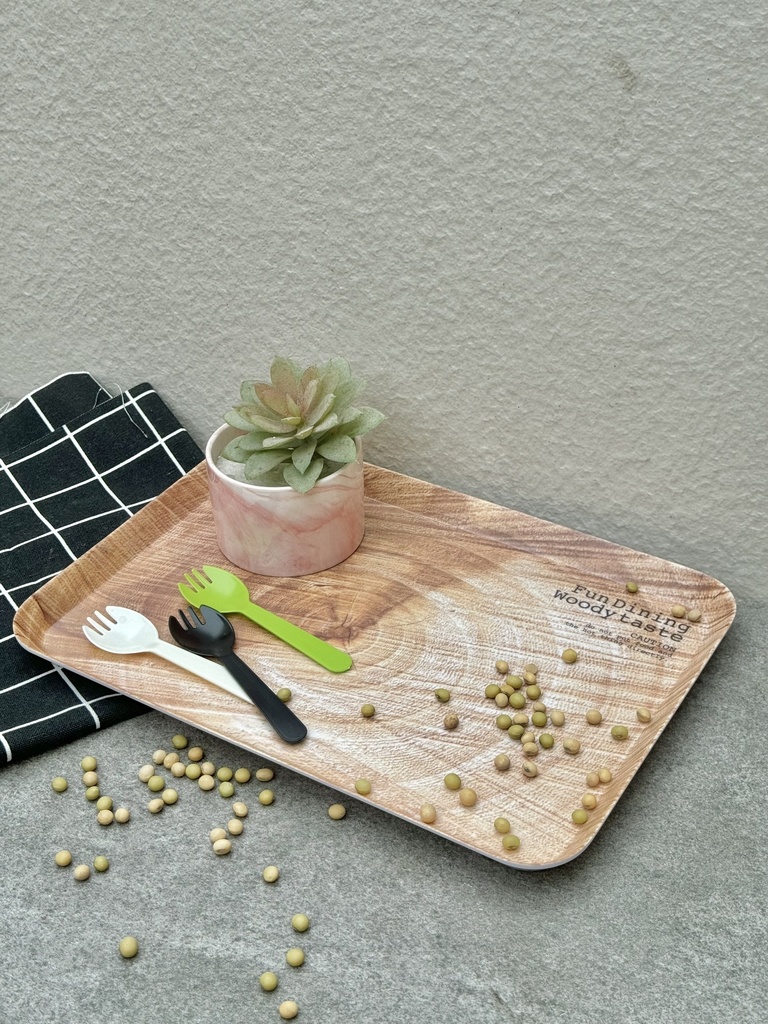 Khay Đựng Cốc Chén Nhựa Pp Vân Gỗ (Hình Chữ Nhật)