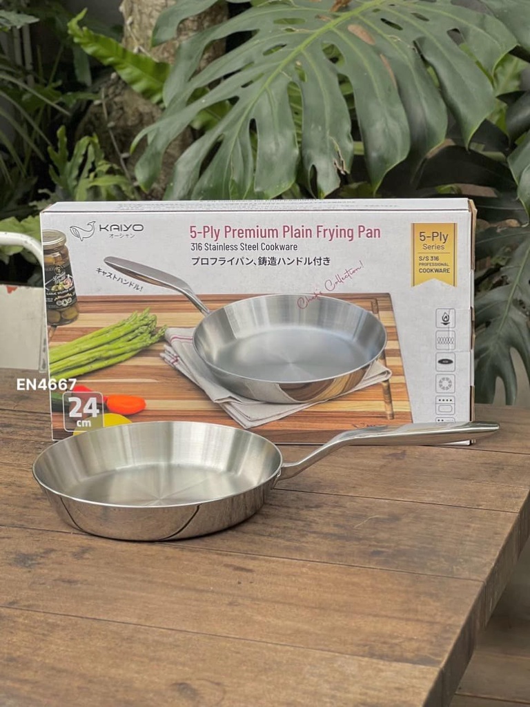 Chảo Inox 316 Liền Khối 5-Ply Premium Kaiyo 24Cm