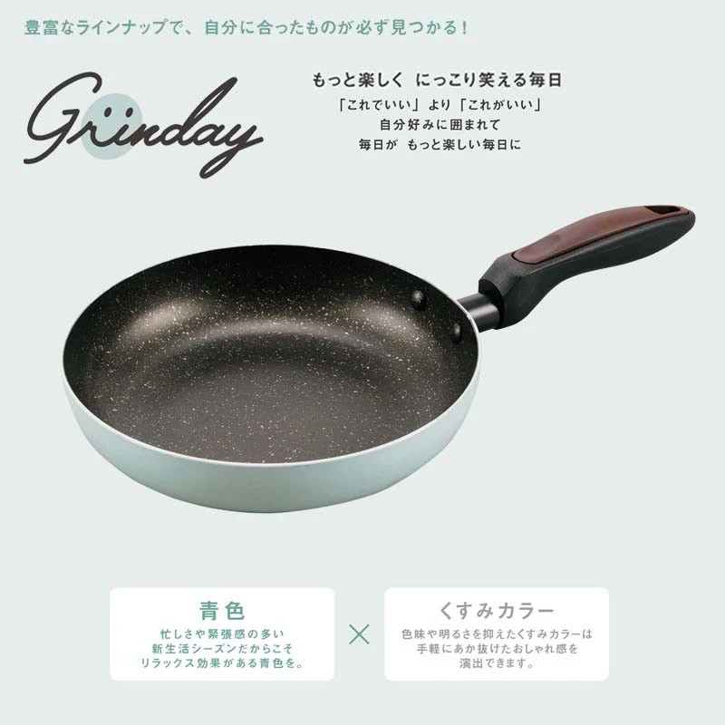 Chảo Chống Dính Đá Hoa Cương Grinday Kakusee 20cm Nông Lòng