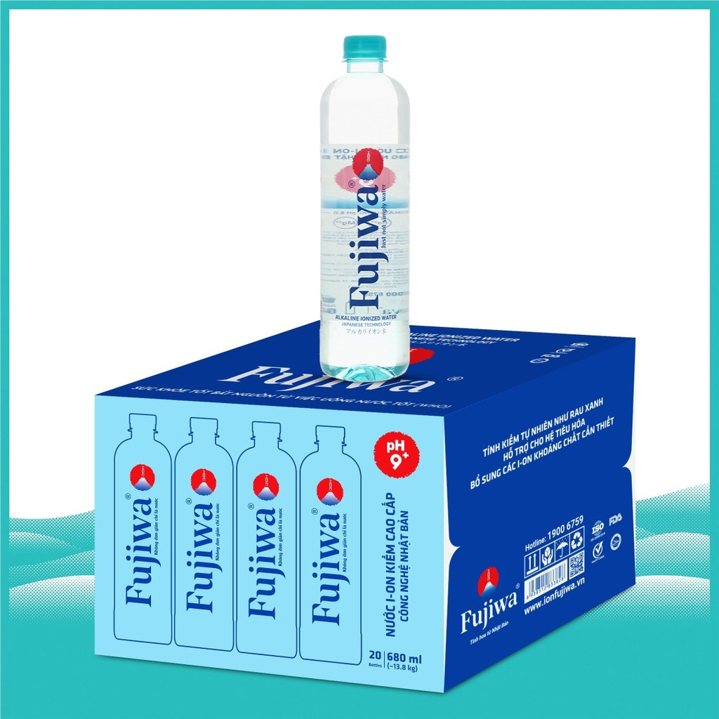 Nước Uống I-ON Kiềm pH9+ Fujiwa 680ml (20C/thùng)