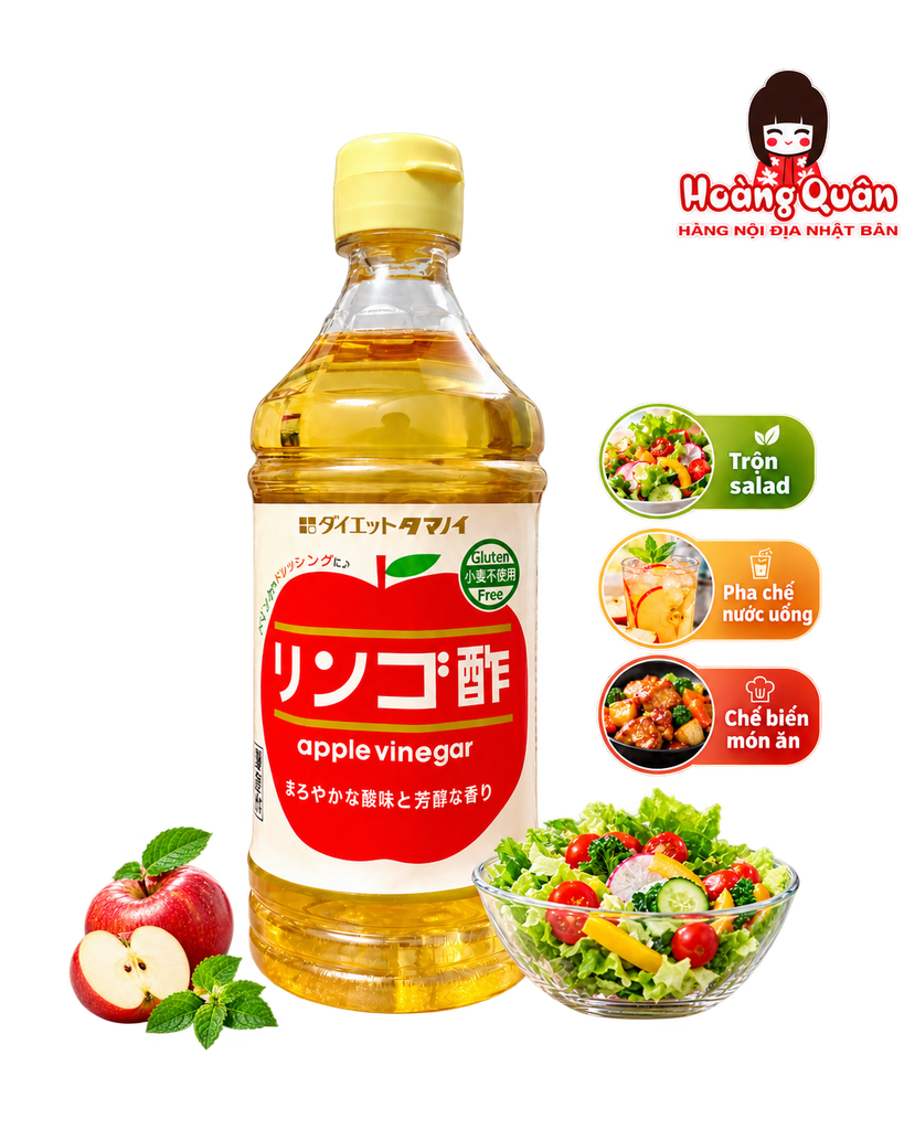 Giấm Táo Tamanoi  Apple Vinegar Chai Nhựa 500ml