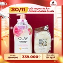 Combo 17 - Sữa Tắm Olay Hoa Hồng + Bông Tắm