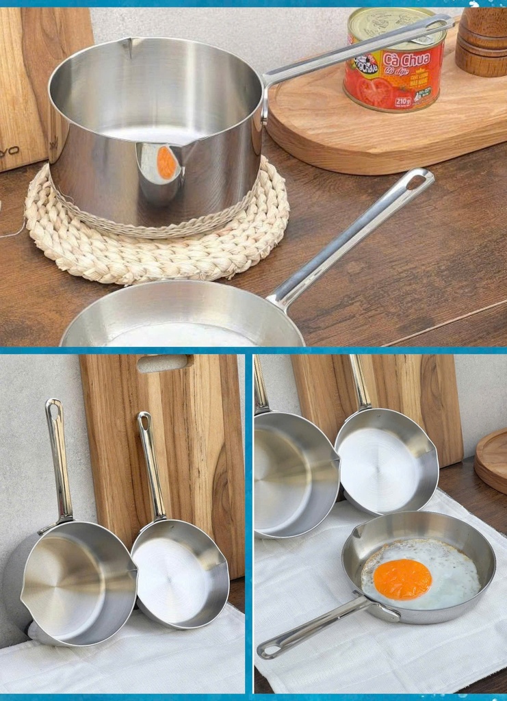 Quánh Đúc Inox 3 Lớp Đáy Liền Tri-Ply Kaiyo, Mini Size 14Cm