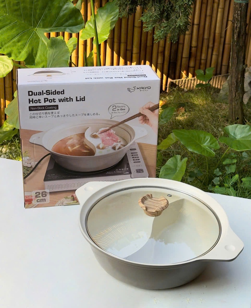 Nồi Lẩu Nhôm Đúc Nguyên Khối 2 Ngăn Kaiyo 26cm