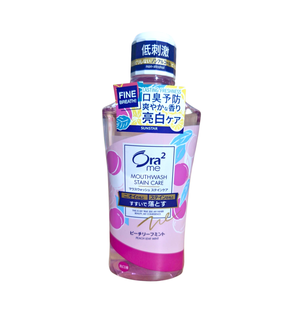 Nước Súc Miệng Ora2 Sunstar Hương Bạc Hà Lá Đào 460ml