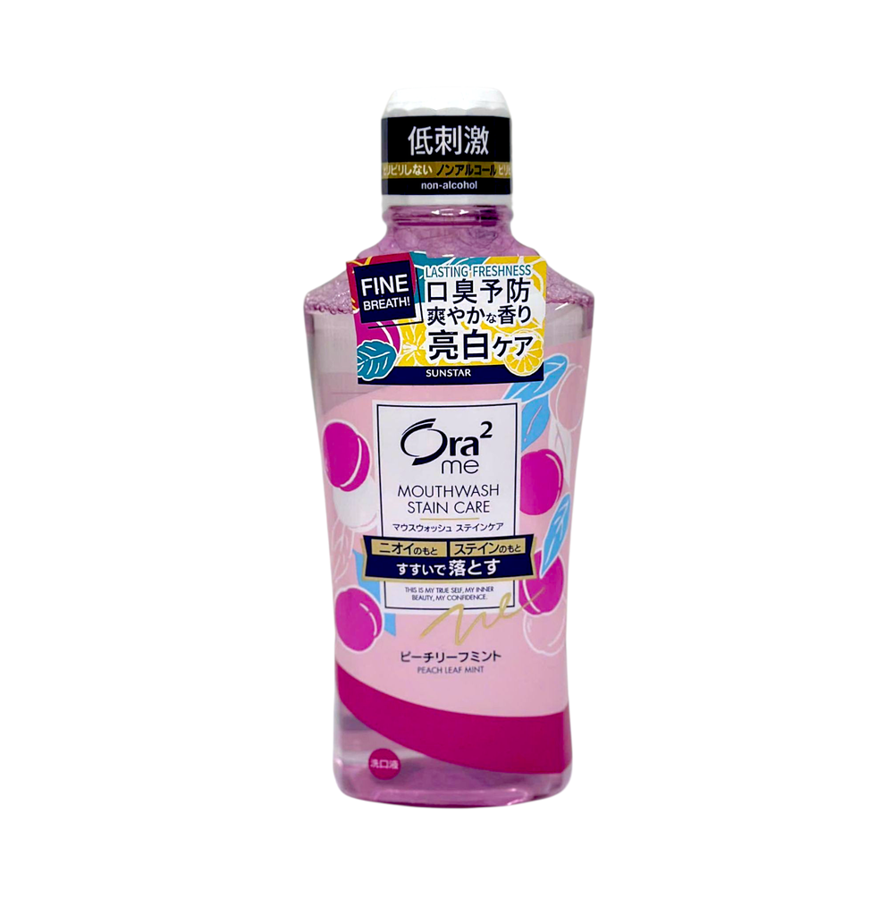 Nước Súc Miệng Ora2 Sunstar Hương Bạc Hà Lá Đào 460ml