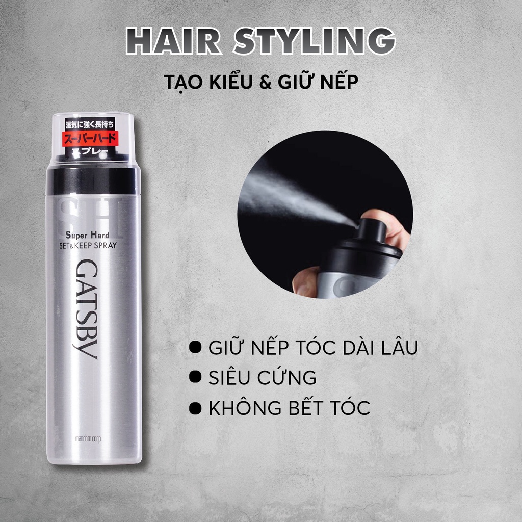 Xịt Tạo Kiểu Tóc Giữ Nếp Siêu Cứng Gatsby 180g