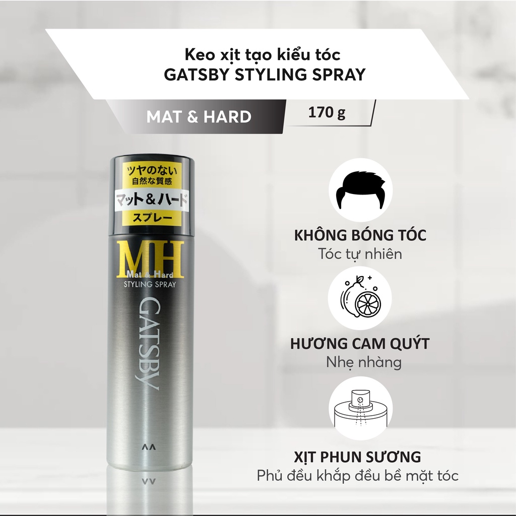 Xịt Tạo Kiểu Tóc Giữ Nếp Tự Nhiên Gatsby 170g