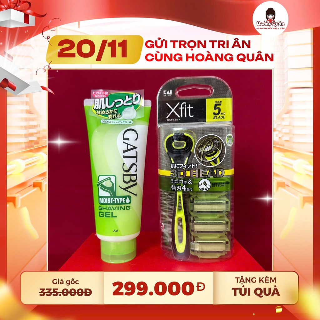 Combo 13 - Gel Cạo Râu Gatsby + Set Dao Cạo Kai