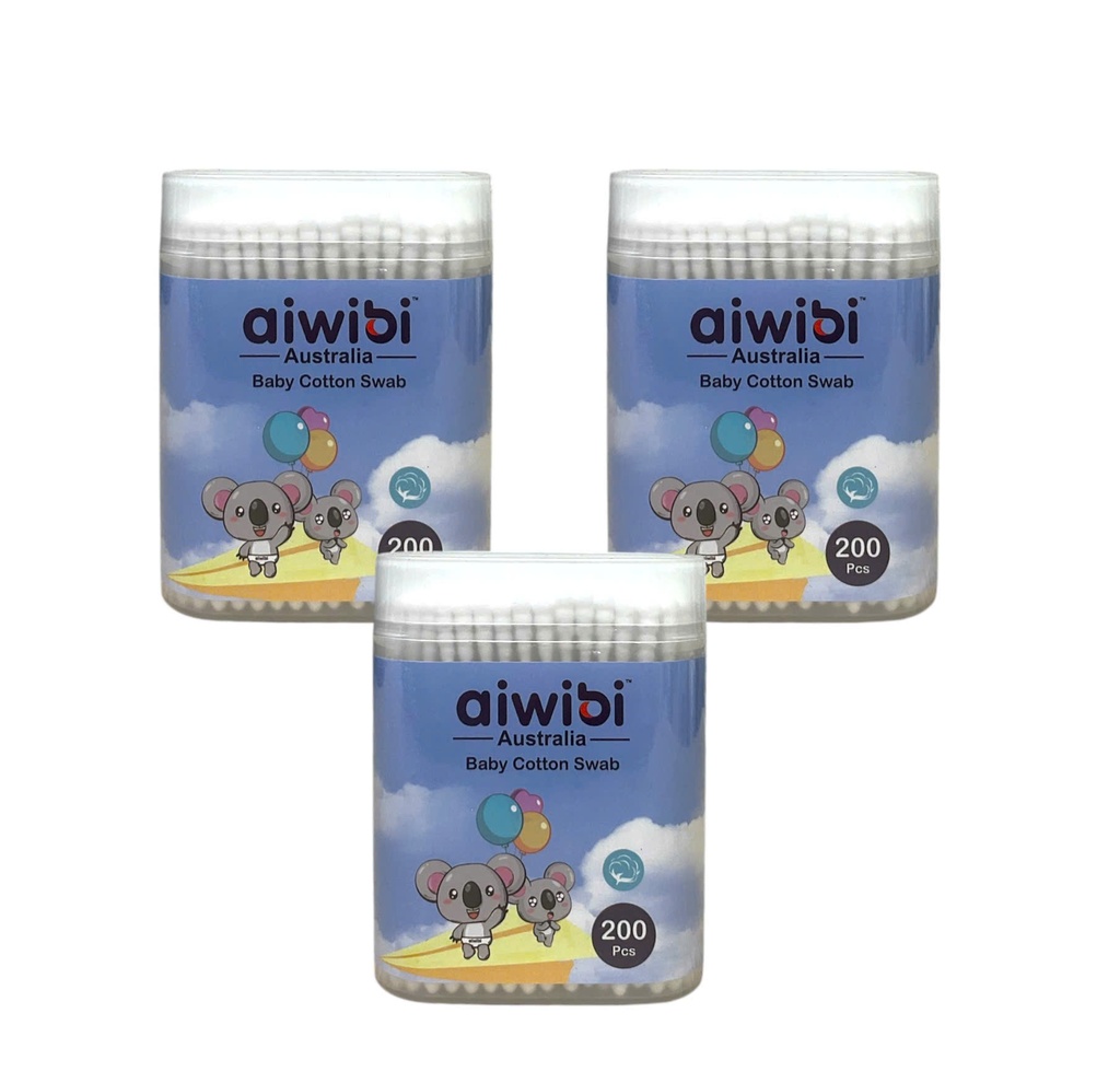 Hộp 200 Bông Ngoáy Tai Aiwibi Cho Bé