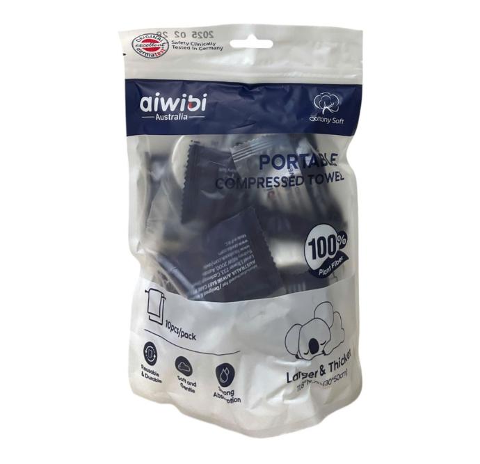 Túi 10 Viên Khăn Nén Du Lịch Tiện Lợi Cao Cấp Aiwibi (30cm*50cm)