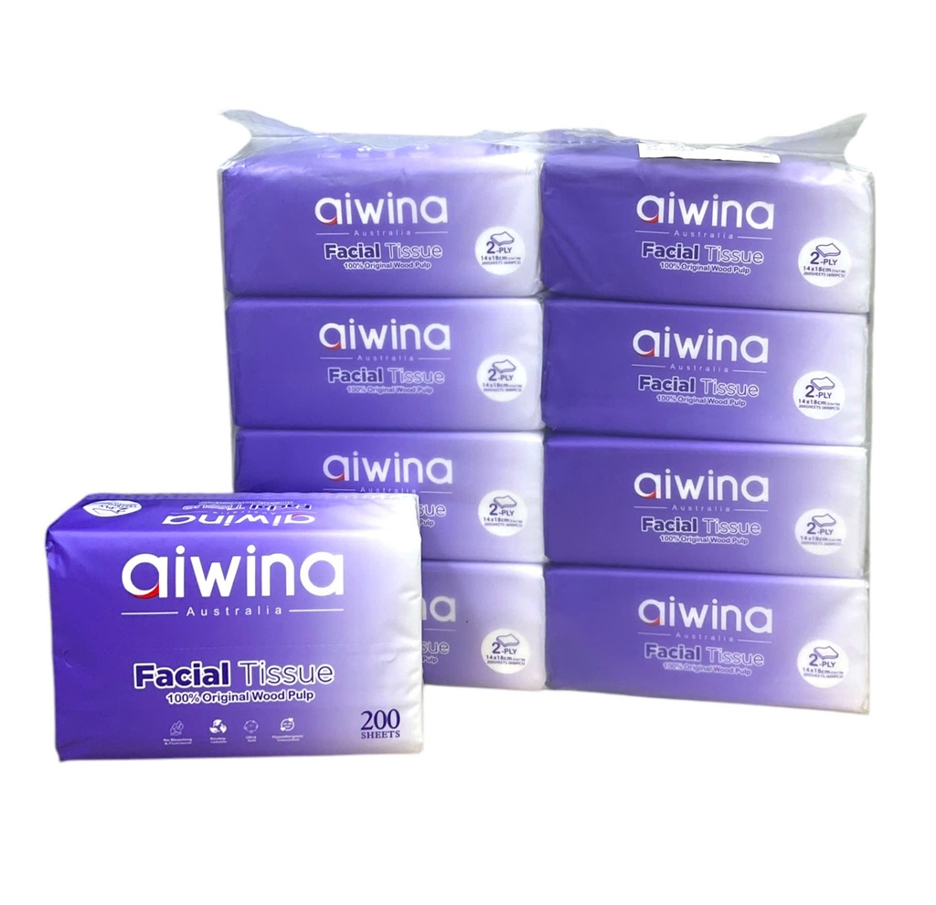 Gói 200 Tờ Khăn Giấy Lau Mặt Aiwina