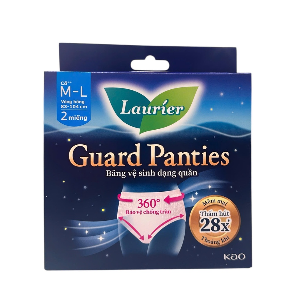 Băng Vệ Sinh Ban Đêm Laurier Dạng Quần Size M-L Hộp 2 Miếng