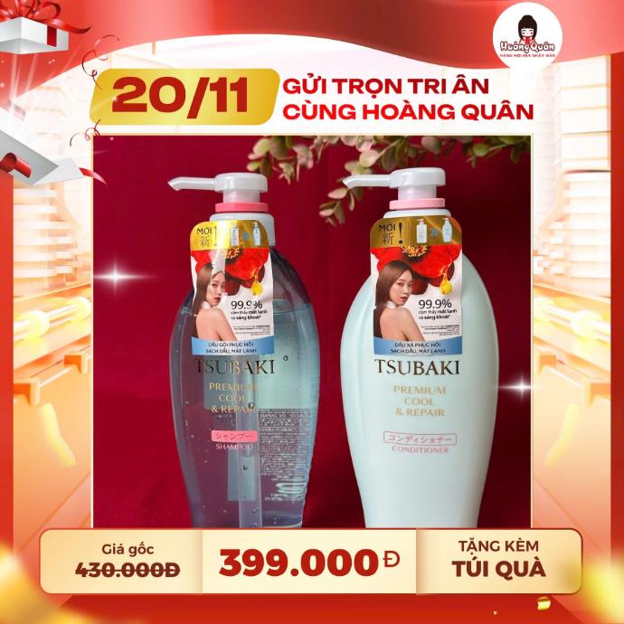 Combo 29 - Cặp Dầu Gội & Dầu Xả Tsubaki Xanh