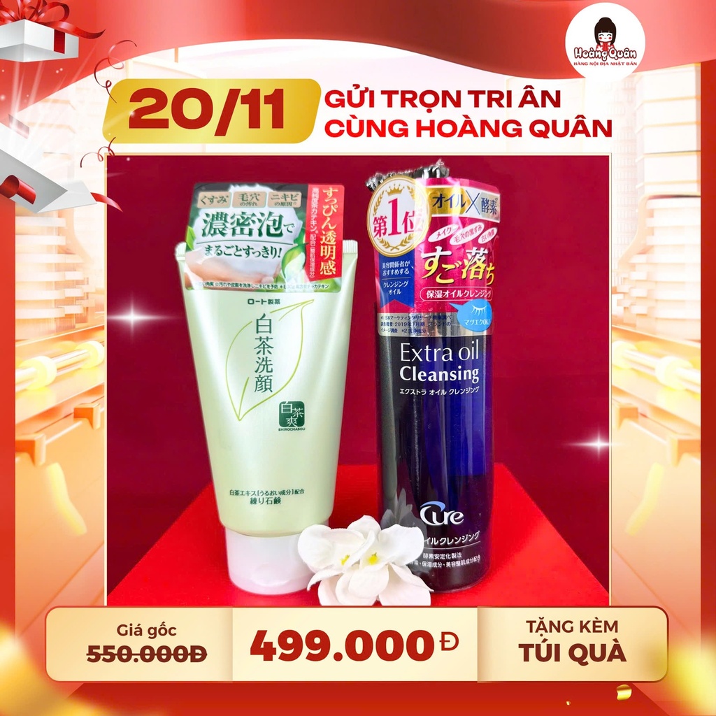 Combo 36 - SRM Trà Xanh + Dầu Tẩy Trang Cure