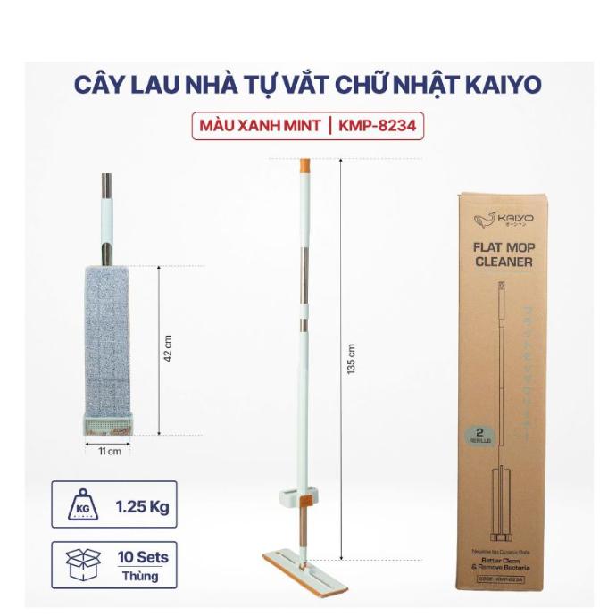 Cây Lau Nhà Tự Vắt Chữ Nhật Kaiyo Xanh Mint