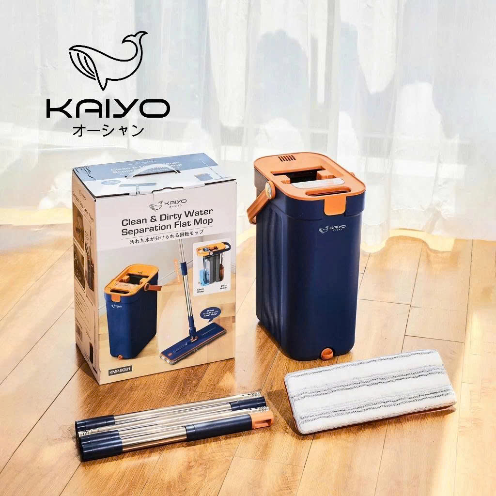 Bộ Cây Lau Nhà Chữ Nhật Tách Nước Bẩn Kaiyo Màu Xanh Navy