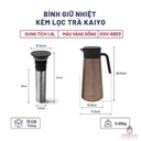 Bình Giữ Nhiệt Inox 304 Có Lưới Lọc Trà Kaiyo, Dung Tích 1L8, Màu Vàng Đồng