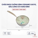 Chảo Inox Chống Dính Ceramic Kaiyo, Sâu Lòng Có Vung Kính Size 20Cm