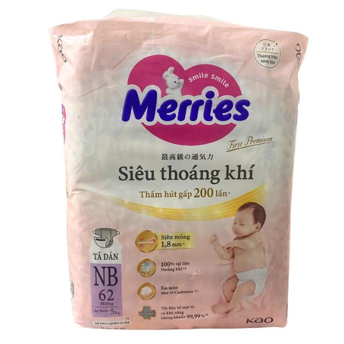 Tã Dán Merries Newborn NB62 (<=5kg) NEW
